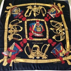 Authentic Vintage Hermès Silk Scarf 90cm Grand Uniforme